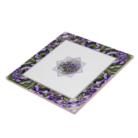 月の壺の中のスミレ タイル (側面)