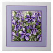 月の壺の中のスミレ タイル (正面)