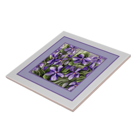 月の壺の中のスミレ タイル (側面)