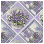 月の壺の中のスミレ ファブリック (クローズアップ)