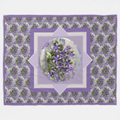 月の壺の中のスミレ フリースブランケット (正面(横))