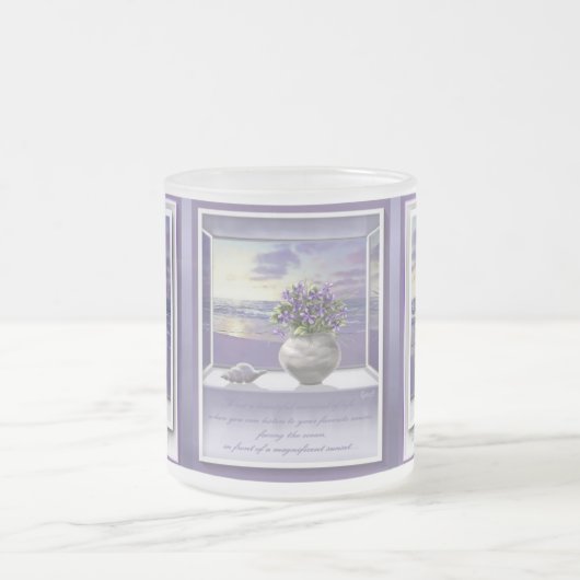 月の壺の中のスミレ フロストグラスマグカップ (中央)