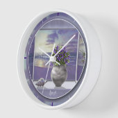 月の壺の中のスミレ 壁時計 (傾斜)