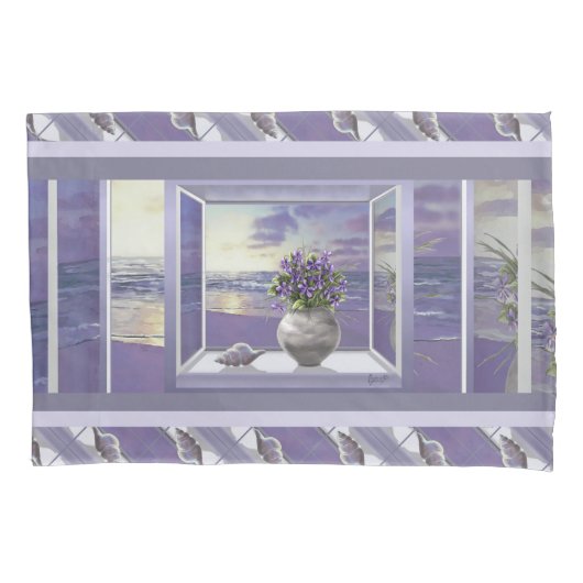 月の壺の中のスミレ 枕カバー (正面)