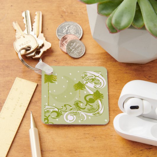 月の変更バックカスタマイズグラウンド色の松 キーホルダー (デスク)