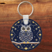 🦉 月の夜のフクロウの細密な野生生物アート キーホルダー (裏面)