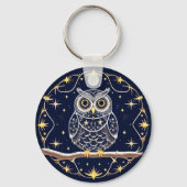 🦉 月の夜のフクロウの細密な野生生物アート キーホルダー (裏面)