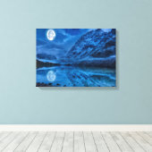 月の夜中の神秘的な夜 キャンバスプリント (インサイチュ (ウッドフロア))