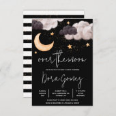 月の夜空の赤ちゃんシャワーの上 招待状 (正面/裏面)