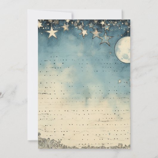 月の夢の男の子の赤ちゃんのシャワーを越えて 招待状 (裏面)