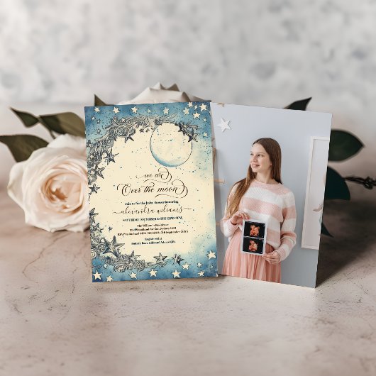月の夢の赤ちゃんシャワーの上の写真 招待状