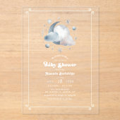 月の天の赤ん坊のシャワーの上で アクリル招待状 (正面)