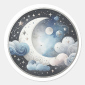 月の天の赤ん坊のシャワーの上で ラウンドシール (正面)