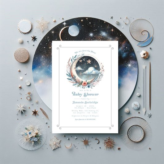 月の天の赤ん坊のシャワーの上で 招待状