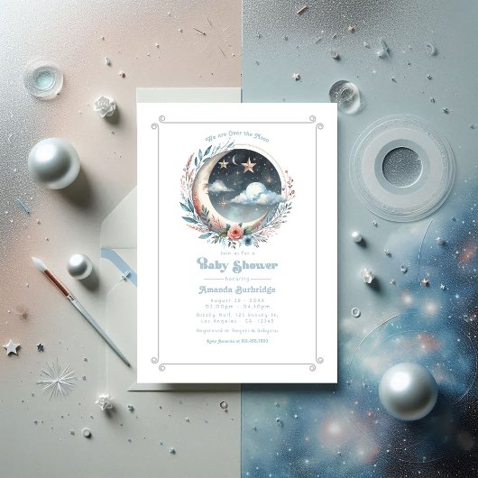 月の天の赤ん坊のシャワーの上で 招待状
