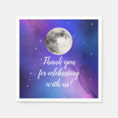 月の天を覆う紫の宇宙の星 スタンダードカクテルナプキン (正面)