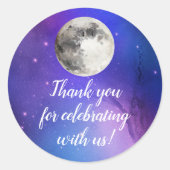 月の天を覆う紫の宇宙の星 ラウンドシール (正面)