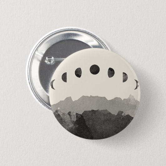 月の天文学の宇宙の水彩画の段階 缶バッジ (正面&裏面)