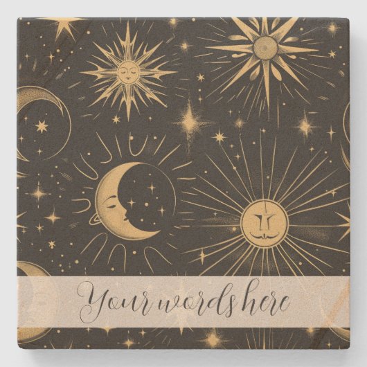 月の天空に自分の男を作成 ストーンコースター (正面)