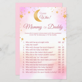 月の女の子の上にピンクの赤ちゃんシャワー誰がゲームを推測