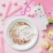 月の女の子の上に金ゴールドフローラ月の誕生日 ペーパープレート (パーティー)