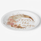 月の女の子の上に金ゴールドフローラ月の誕生日 ペーパープレート (アングル)