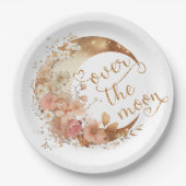 月の女の子の上に金ゴールドフローラ月の誕生日 ペーパープレート (正面)