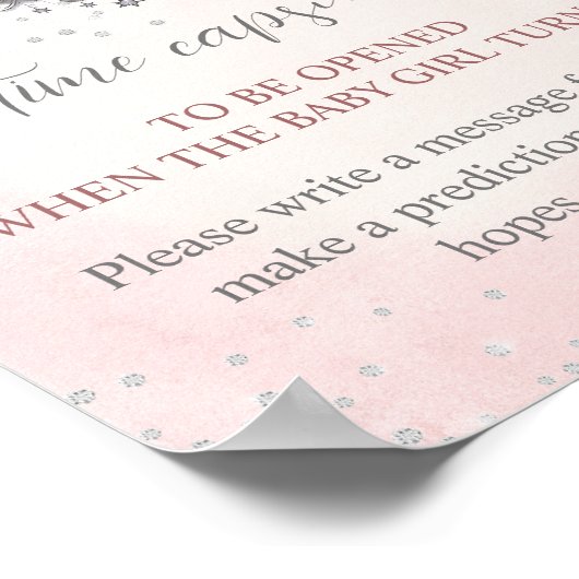 月の女の子の上の赤ちゃんシャワー時間カプセルのサイン ポスター (角)