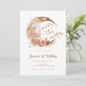 月の女の子の最初の誕生日の上 招待状 (スタンド正面)