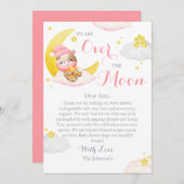 月の女の子の牛の赤ん坊のシャワーの上 サンキューカード (正面/裏面)