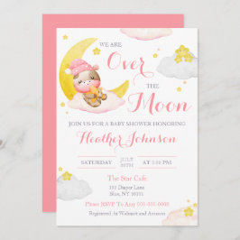 月の女の子の牛の赤ん坊のシャワーの上 招待状