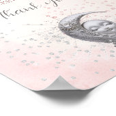 月の女の子の赤ちゃんシャワーおむつラッフルサインの上 ポスター (角)