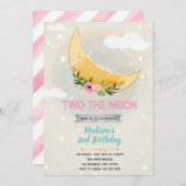 月の女の子シャワー テーマの招待状2つ 招待状 (正面/裏面)