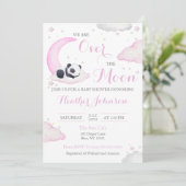 月の女の子パンダのベビーベイビーシャワー 招待状 (スタンド正面)