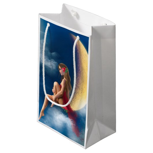 月の女性の夜の妖精 スモールペーパーバッグ (正面アングル)