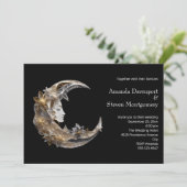 月の女性の顔のウェディング 招待状 (スタンド正面)