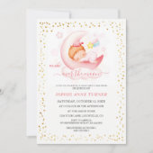 月の女書道の上の赤ちゃんシャワー 招待状 (正面)