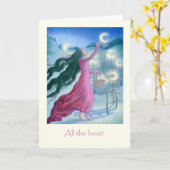 月の女神の挨拶状 カード (黄色い花)