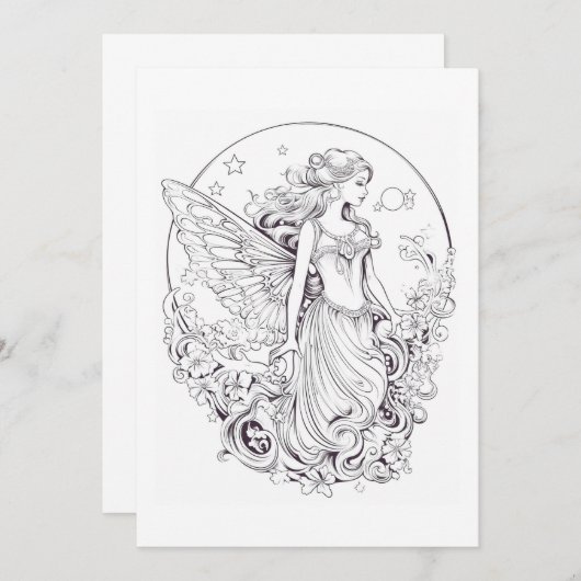 月の妖精の色自分のグリーティングカード (正面/裏面)