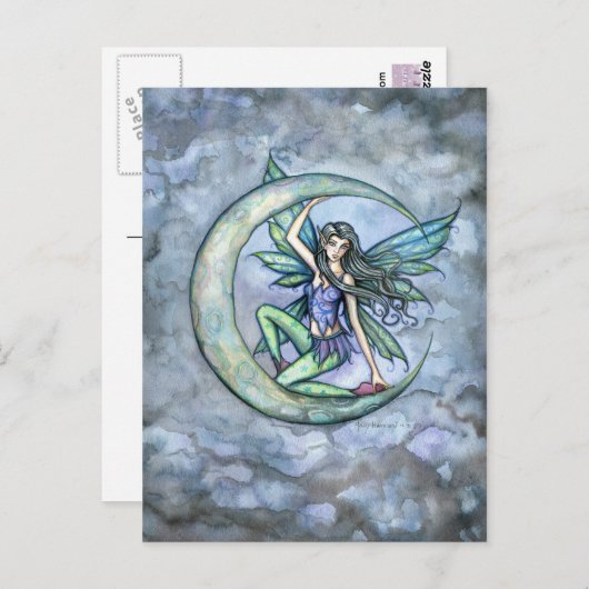月の妖精アートのはがき ポストカード (正面/裏面)