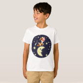 月の子どもたちTシャツを飛び越える漫画の牛 Tシャツ (正面フル)