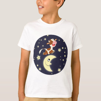 月の子どもたちTシャツを飛び越える漫画の牛 Tシャツ