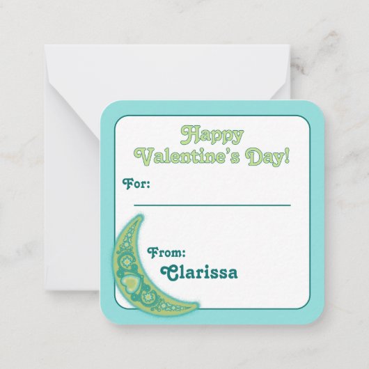 月の子の学校バレンタインデーへの友達 ノートカード (裏面)