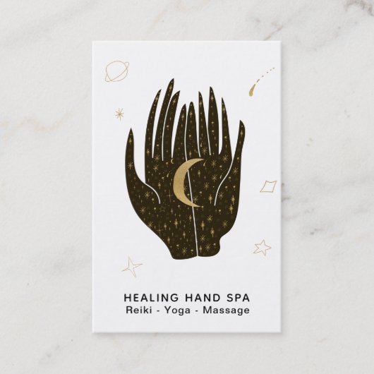 *~*月の宇宙星金ゴールド癒しの手 名刺 (正面)
