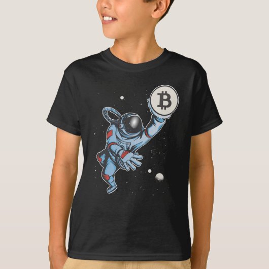 月の宇宙飛行士にビットコイン Tシャツ (正面)