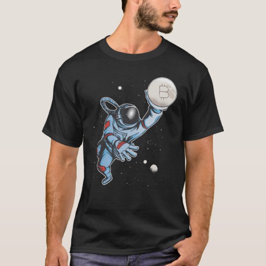 月の宇宙飛行士にビットコイン Tシャツ (正面)