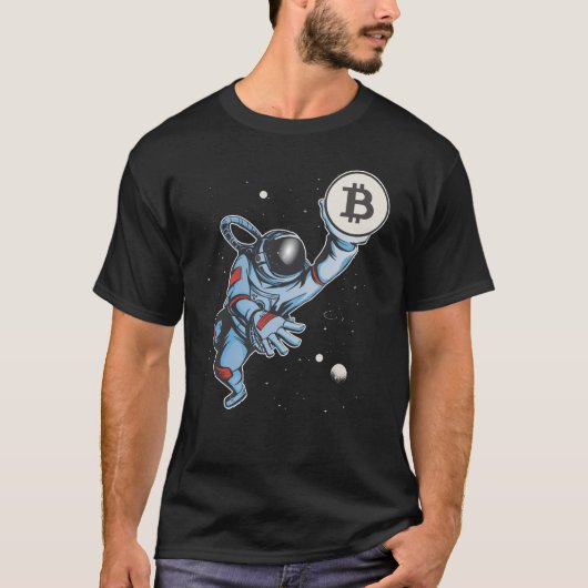 月の宇宙飛行士にビットコイン Tシャツ (正面)