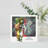 月の宇宙飛行士に愛カッコいいハッピーバースデー シーズンカード (スタンド正面)
