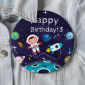 月の宇宙飛行士の子供の名モノグラムの前 缶バッジ (インサイチュ)