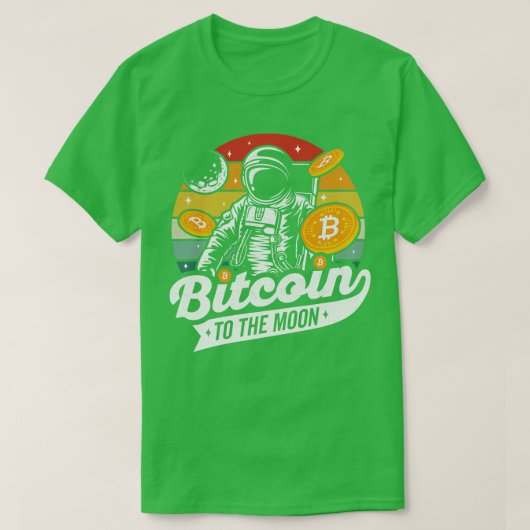 月の宇宙飛行士の暗号ホテルへのビットコイン Tシャツ (デザイン正面)